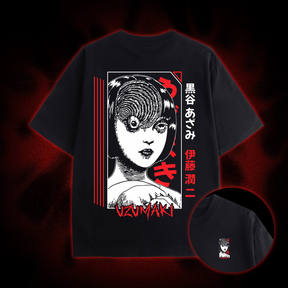 Uzumaki Gaze Double Sided Print Washed Tshirt