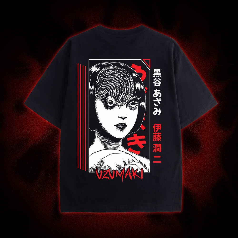 Uzumaki Gaze Double Sided Print Washed Tshirt