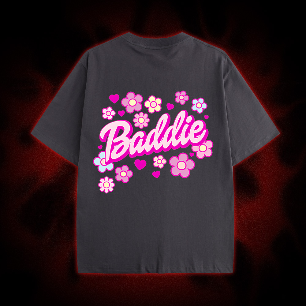 Baddie Double Sided Print Washed Tshirt