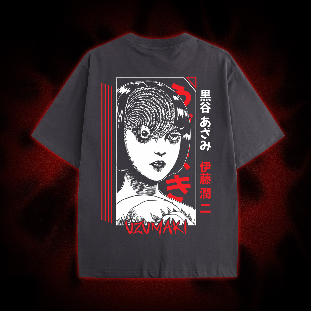Uzumaki Gaze Double Sided Print Washed Tshirt