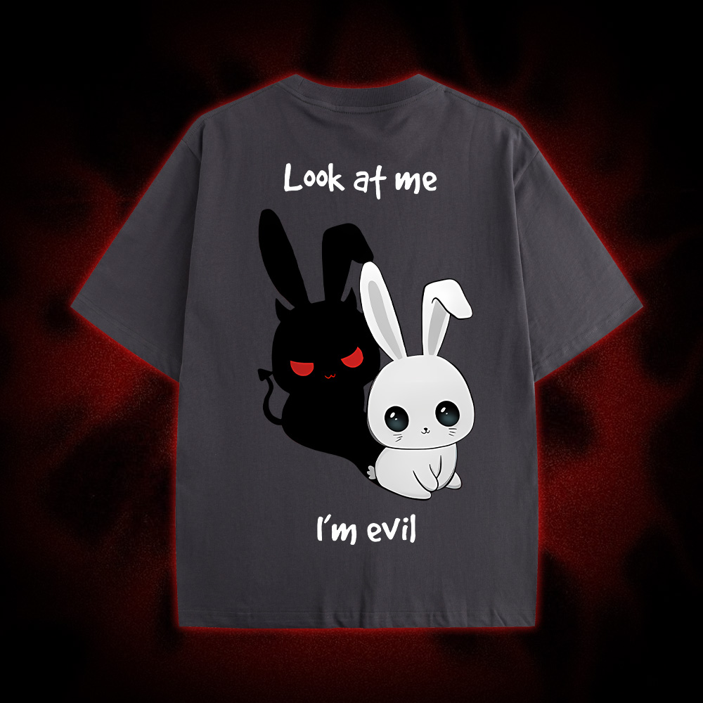 Look At Me I'm Evil Double Sided Print Washed Tshirt