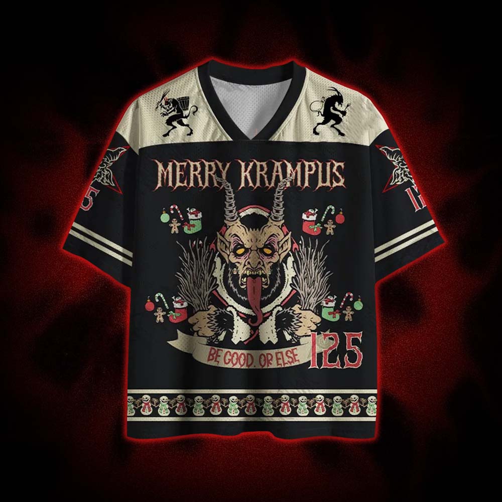 Be Good Or Else Krampus Christmas Mesh Jersey