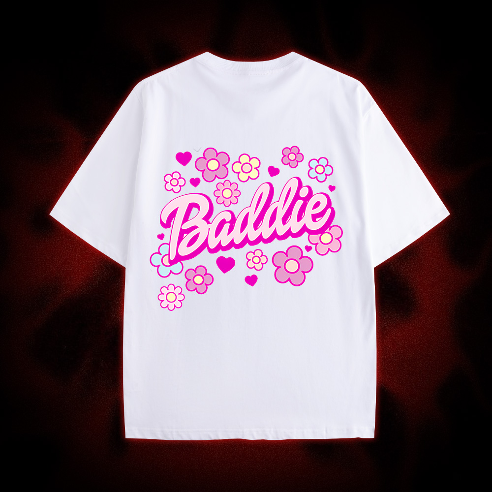 Baddie Double Sided Print Washed Tshirt