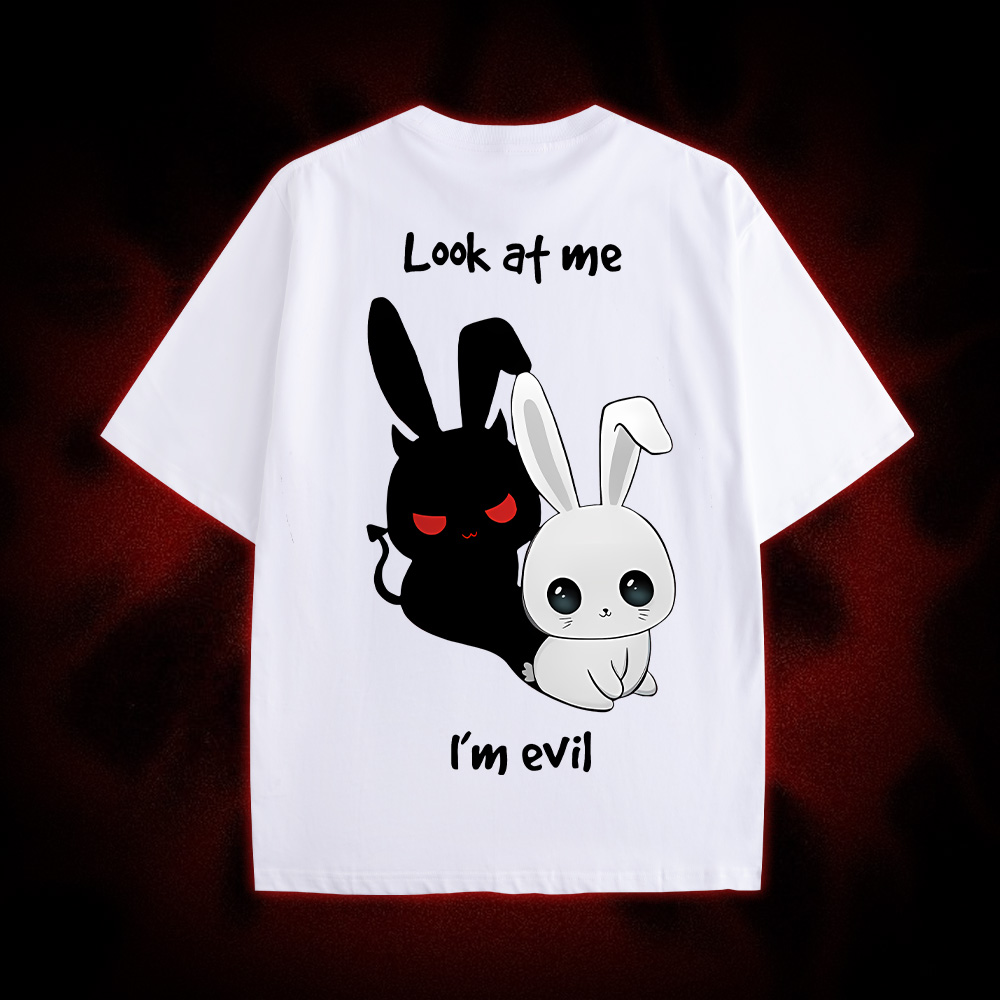 Look At Me I'm Evil Double Sided Print Washed Tshirt