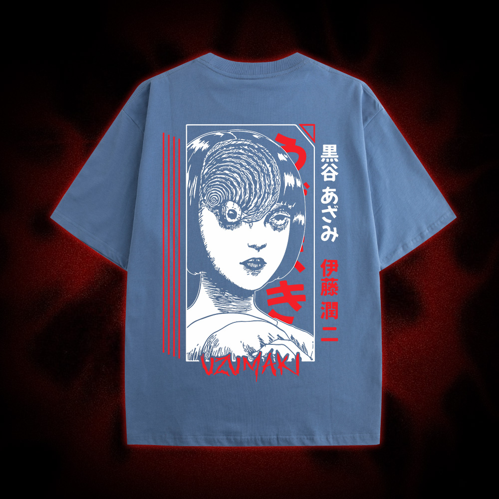 Uzumaki Gaze Double Sided Print Washed Tshirt