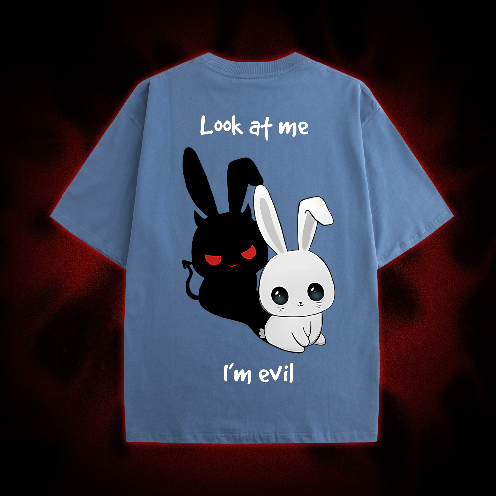 Look At Me I'm Evil Double Sided Print Washed Tshirt