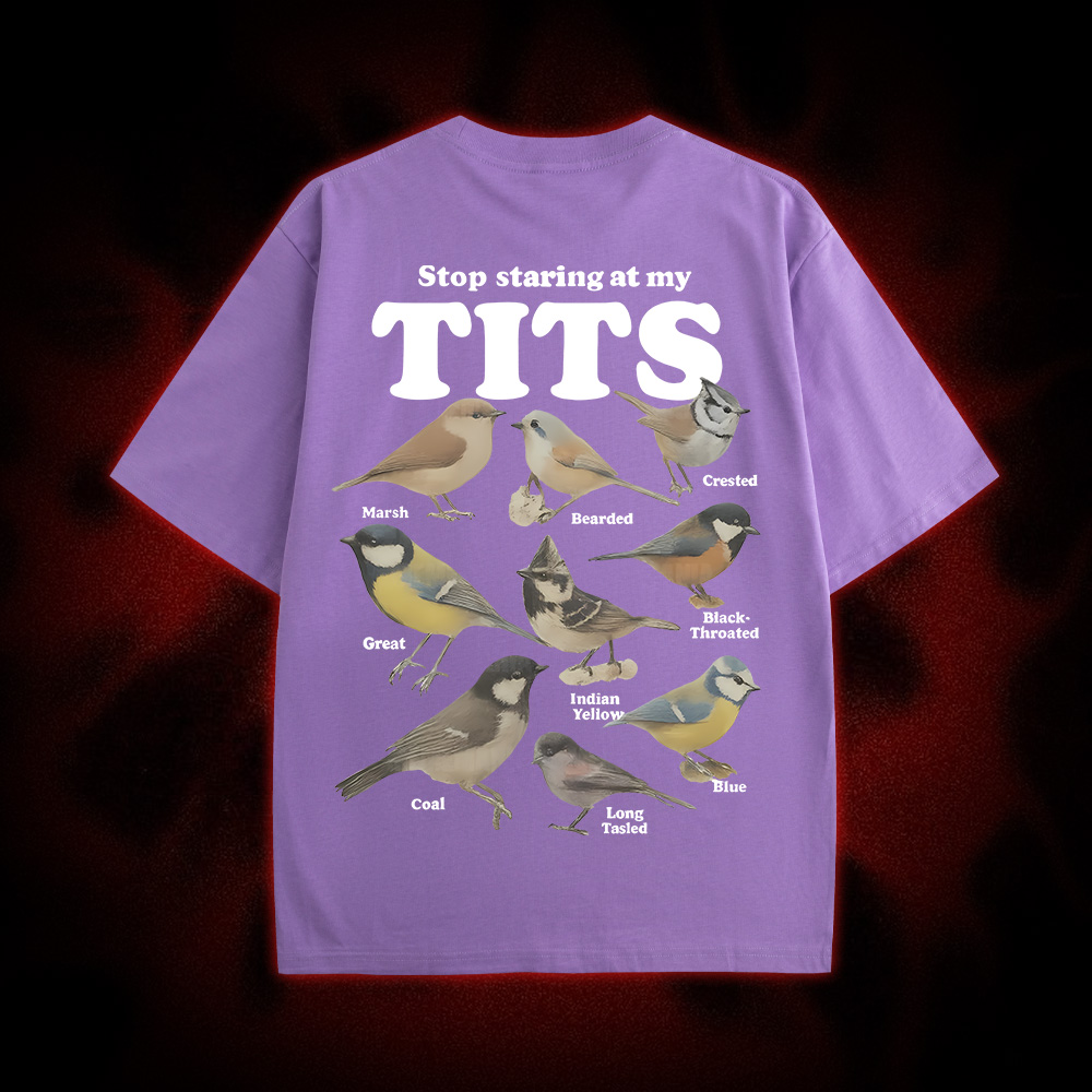 Stop Staring At My Tits Double Sided Print Washed Tshirt