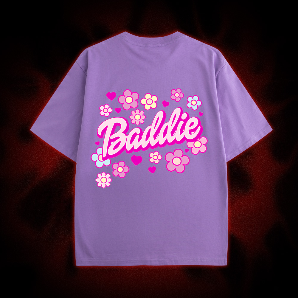Baddie Double Sided Print Washed Tshirt