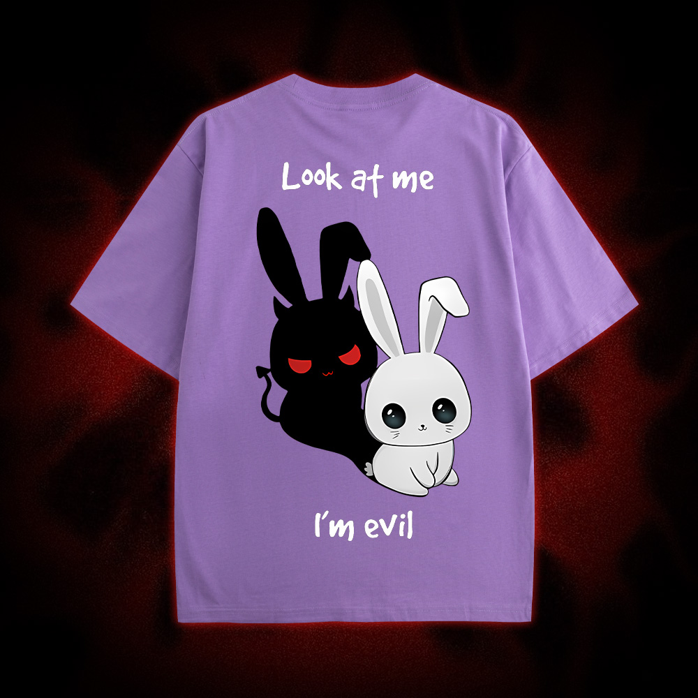 Look At Me I'm Evil Double Sided Print Washed Tshirt