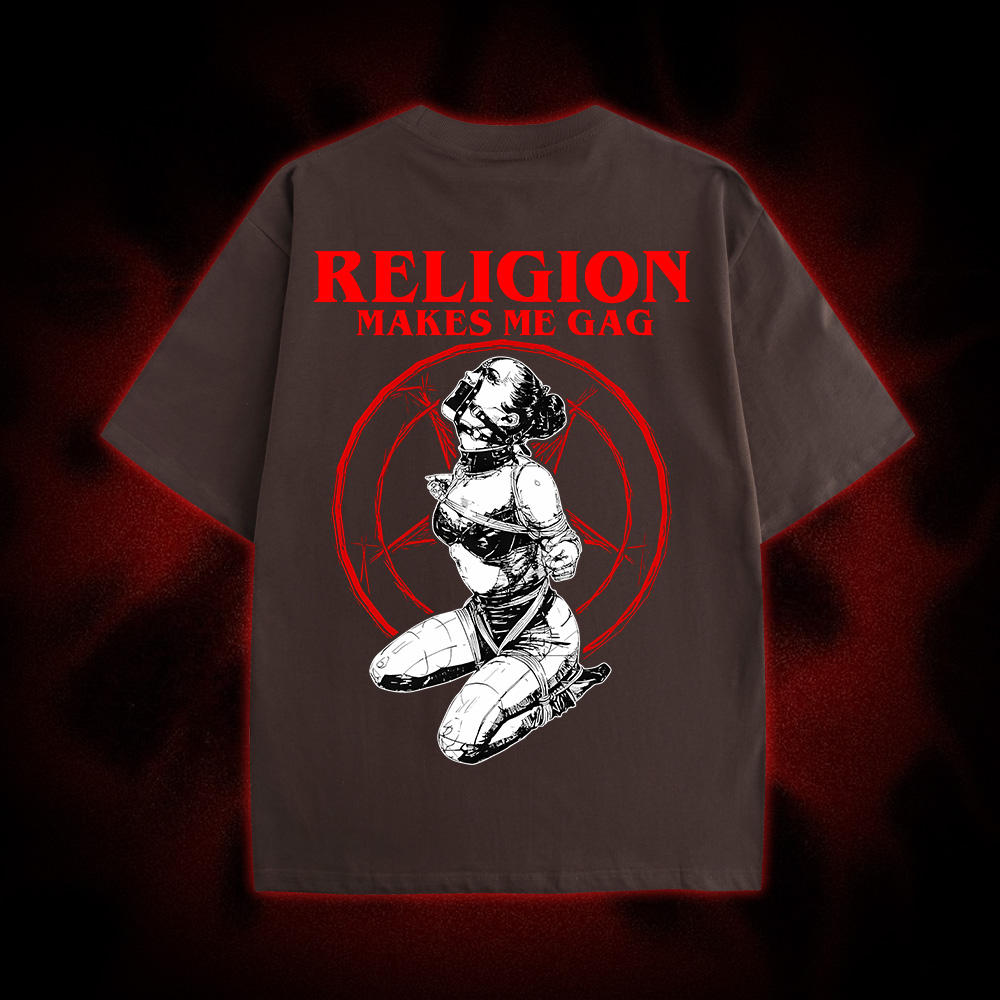 Religion Makes Me Gag Double Sided Print Washed Tshirt