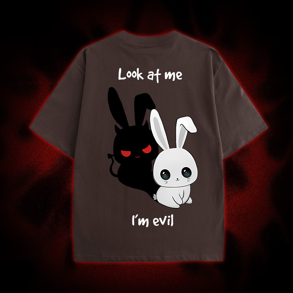 Look At Me I'm Evil Double Sided Print Washed Tshirt