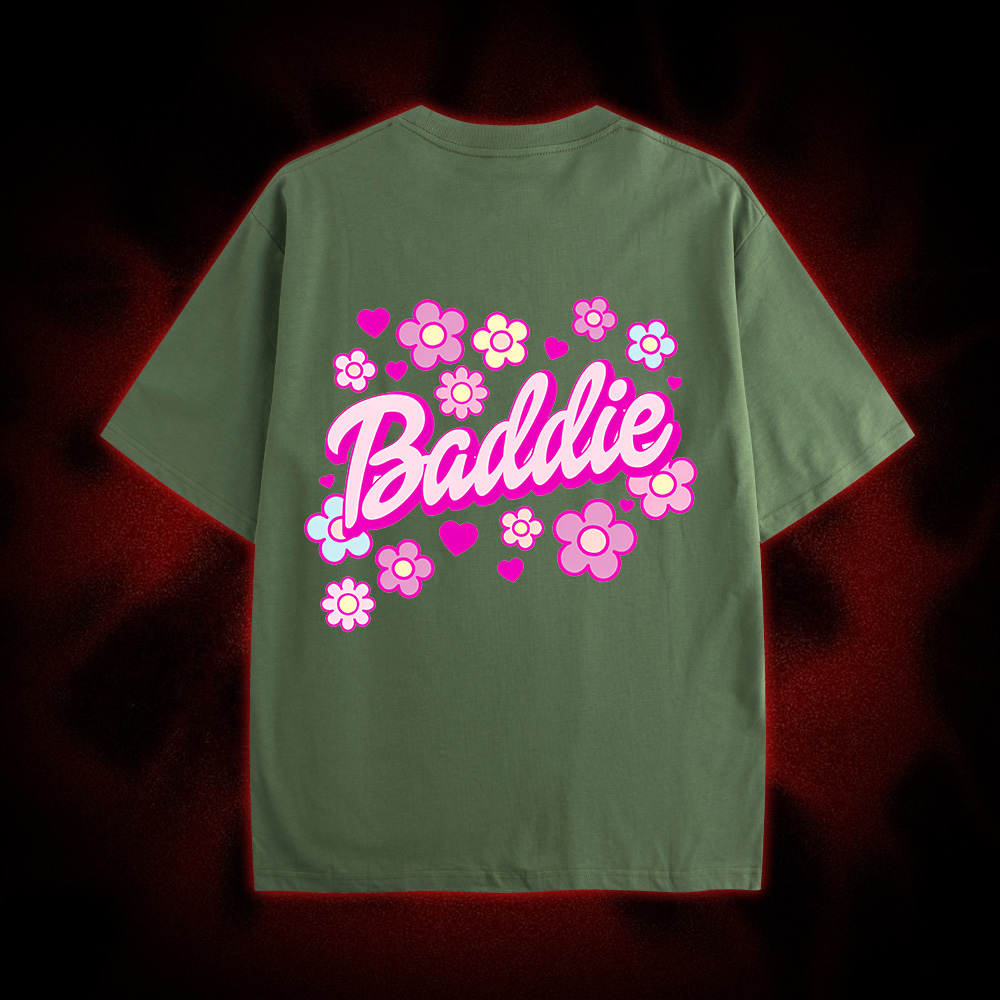Baddie Double Sided Print Washed Tshirt
