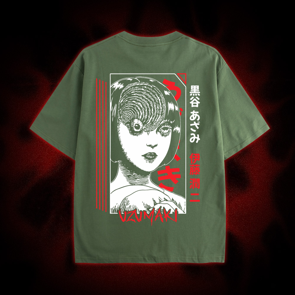 Uzumaki Gaze Double Sided Print Washed Tshirt