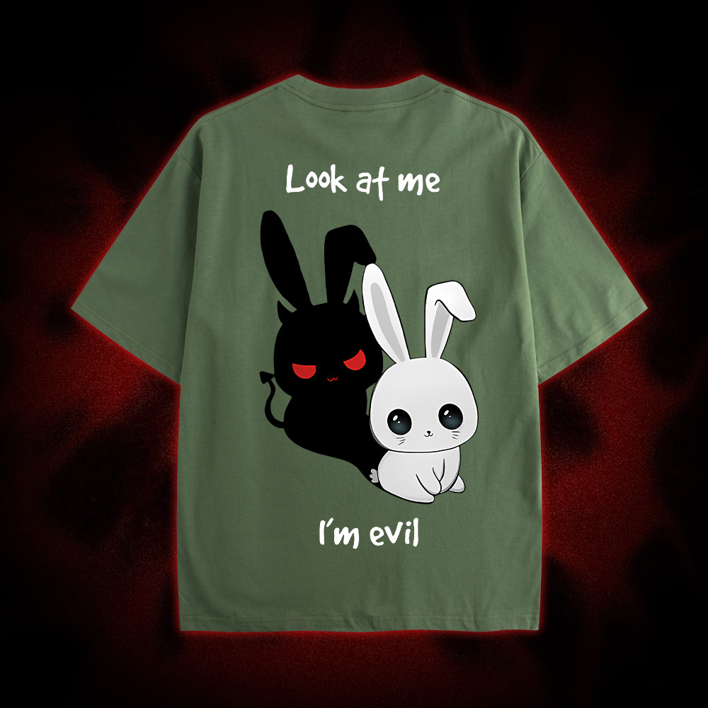 Look At Me I'm Evil Double Sided Print Washed Tshirt