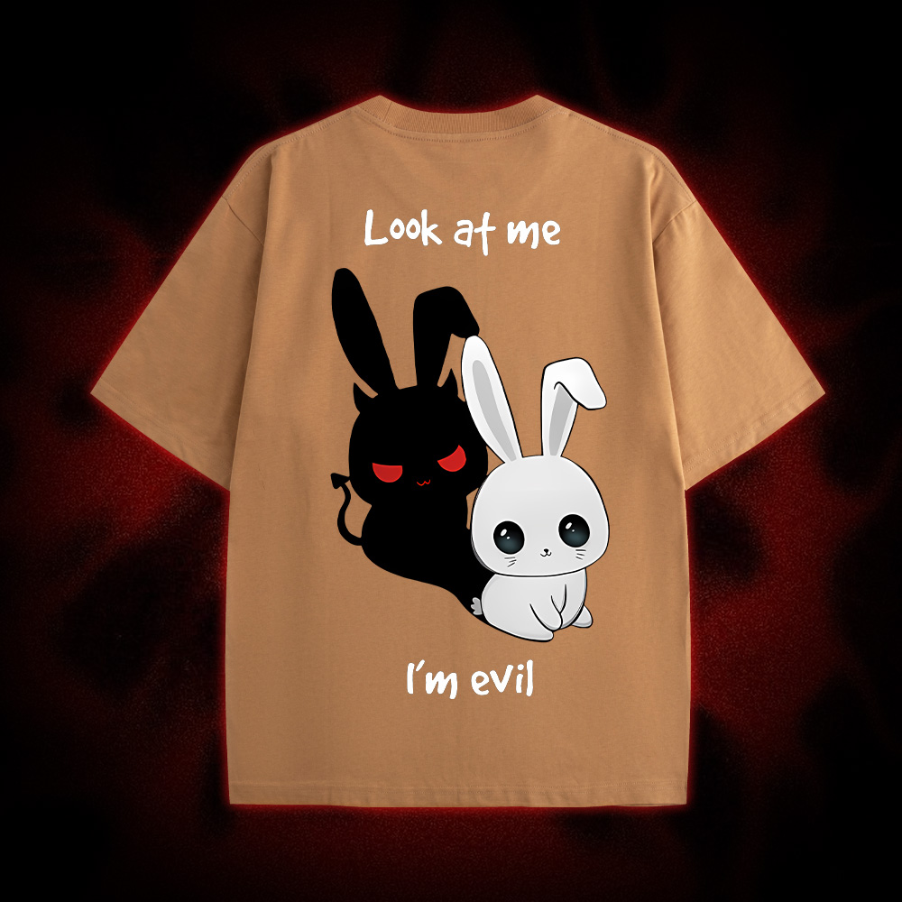 Look At Me I'm Evil Double Sided Print Washed Tshirt