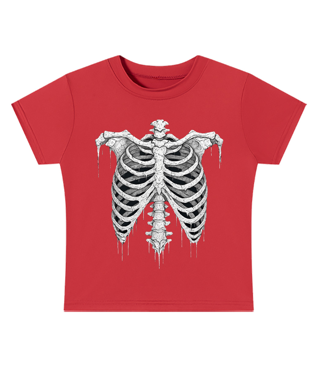 Dripping Skeleton Ribs Y2K Baby Tee