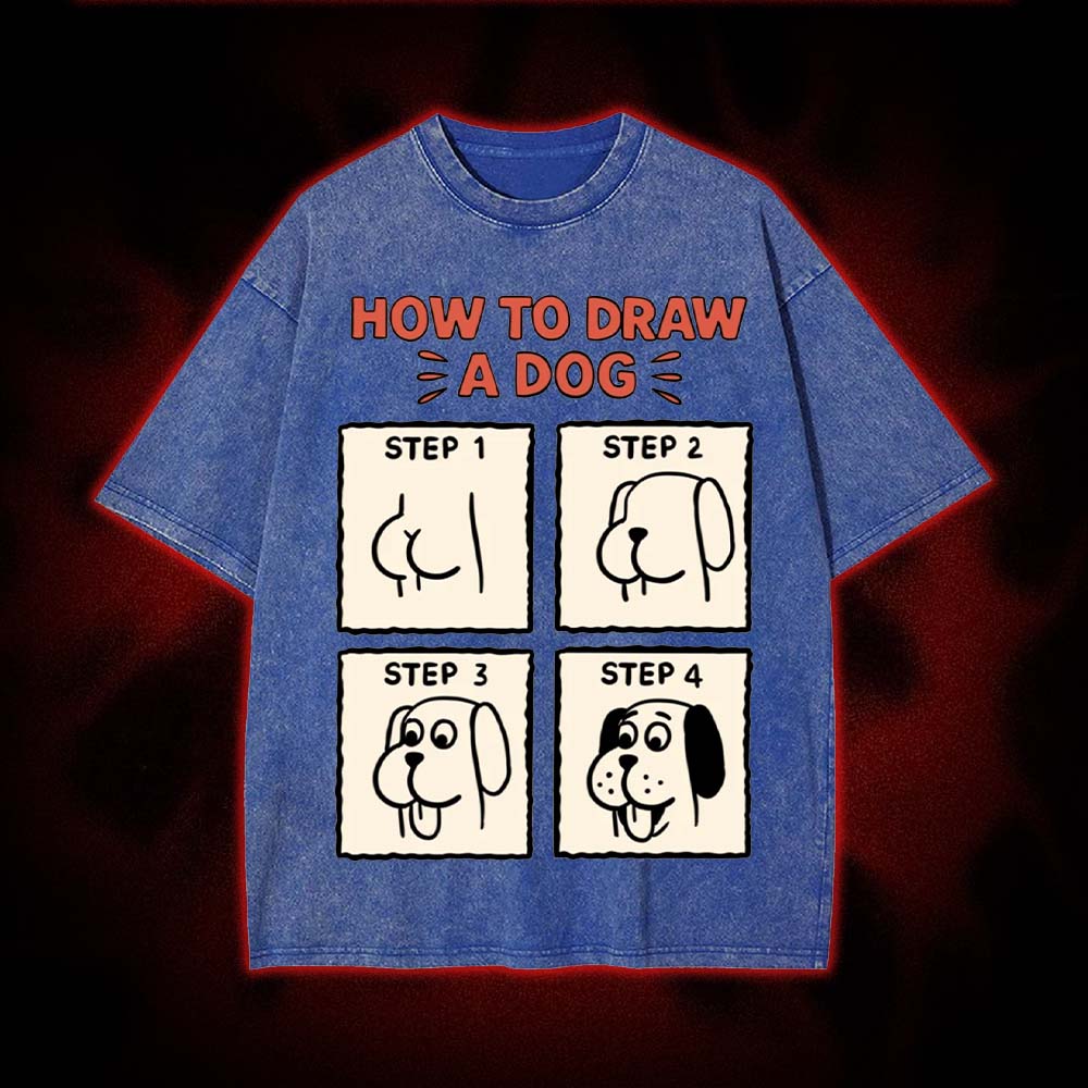 How to Draw a Dog Washed Tshirt