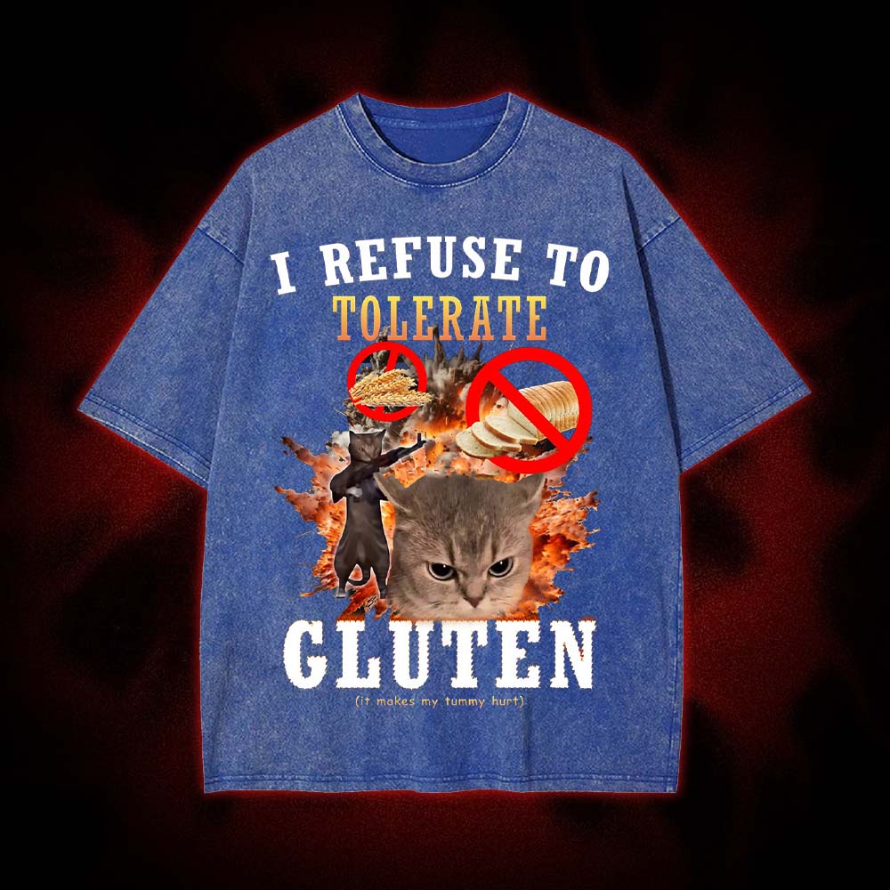 Angry Cats Against Gluten Washed Tshirt