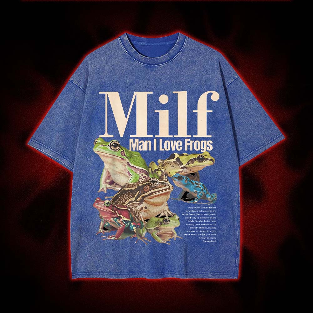 Man I Love Frogs Washed Tshirt
