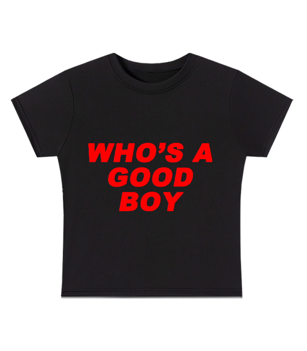 Who's A Good Boy Y2K Baby Tee