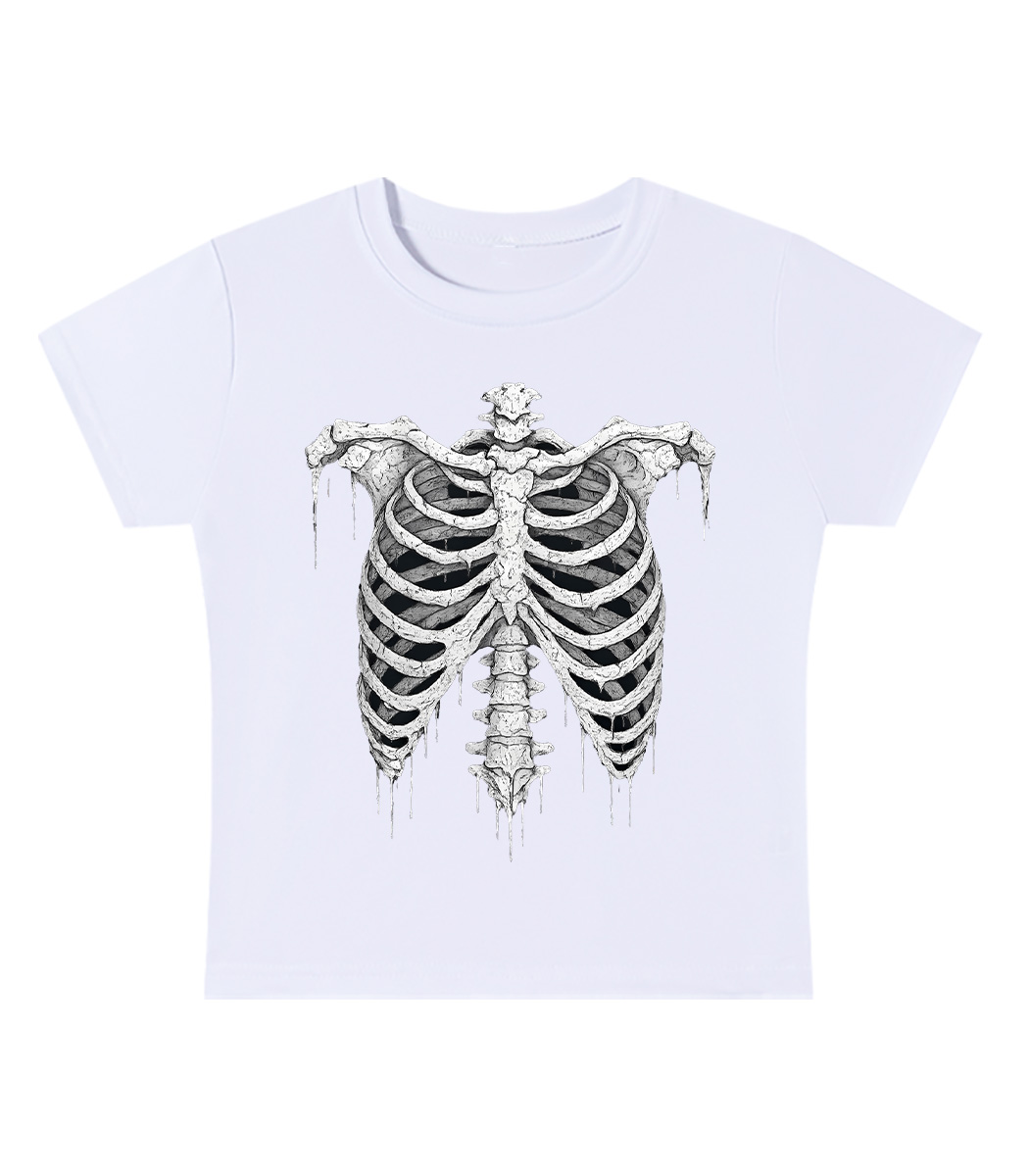 Dripping Skeleton Ribs Y2K Baby Tee