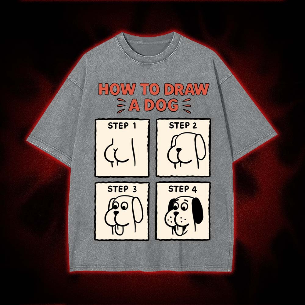 How to Draw a Dog Washed Tshirt