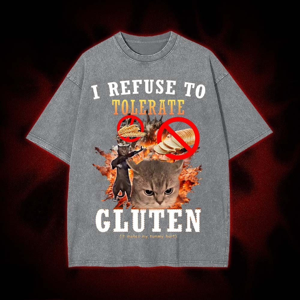 Angry Cats Against Gluten Washed Tshirt