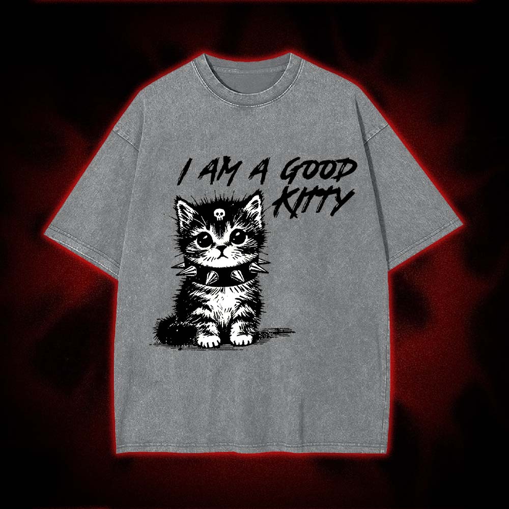 I Am a Good Kitty Washed Tshirt