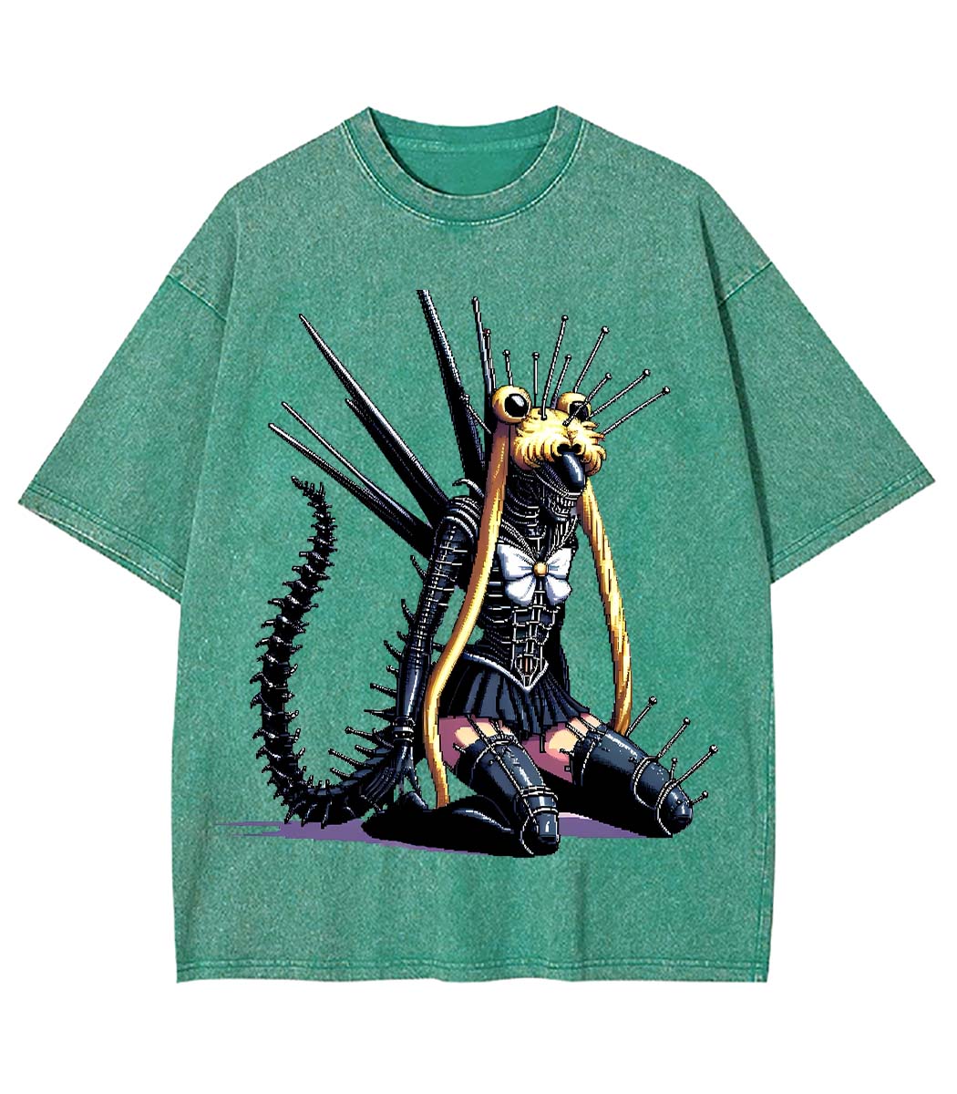 Mecha Siren of the Void Y2K Washed Tee