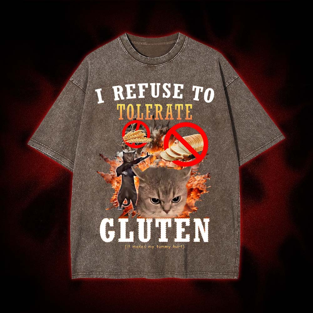 Angry Cats Against Gluten Washed Tshirt