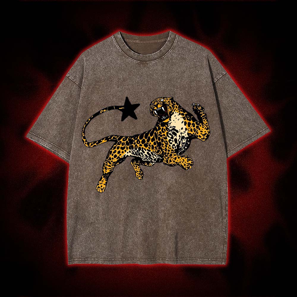Roaring Leopard's Stellar Leap Washed Tshirt
