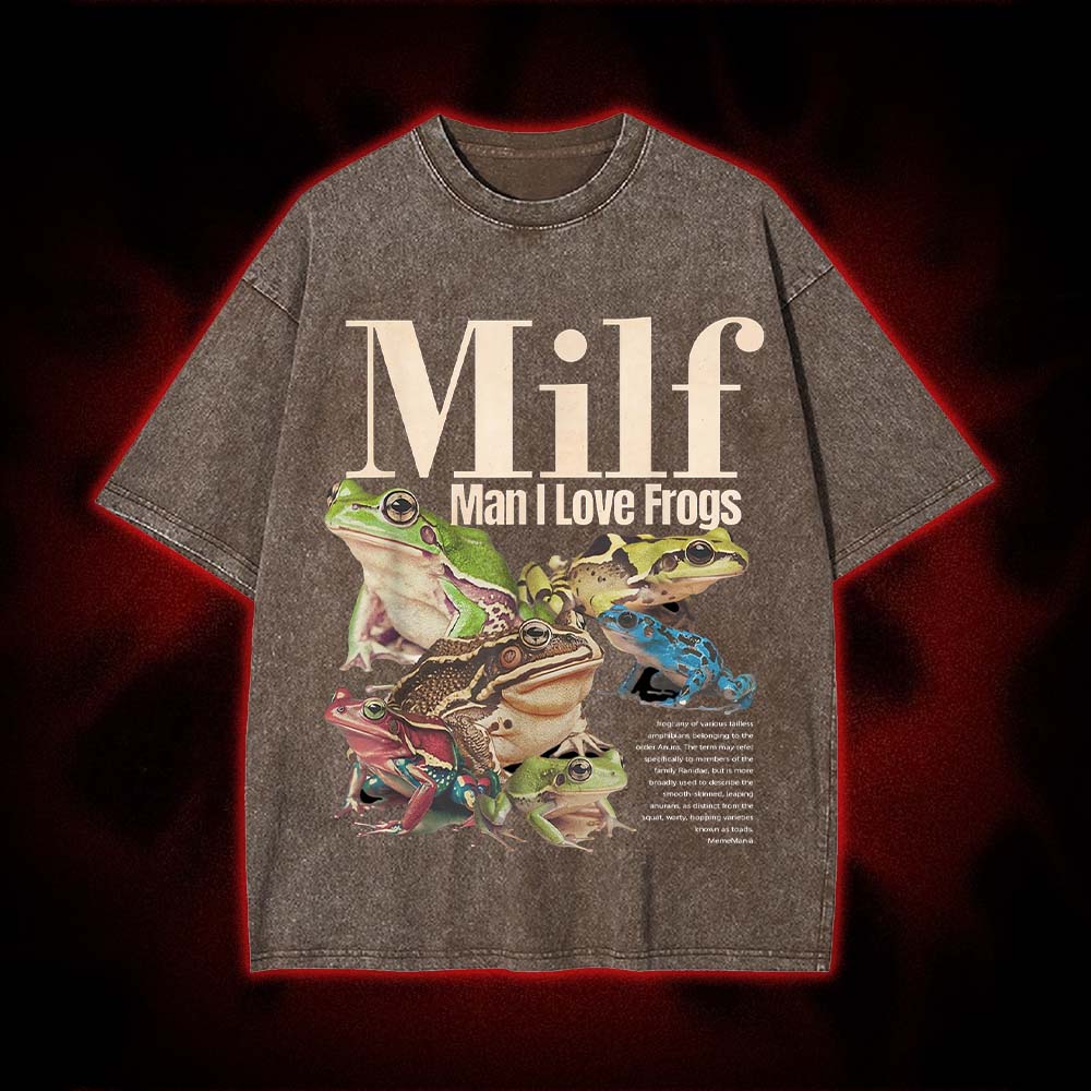 Man I Love Frogs Washed Tshirt