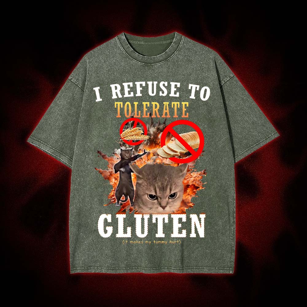 Angry Cats Against Gluten Washed Tshirt