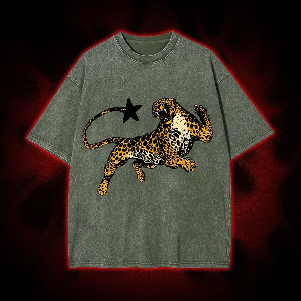 Roaring Leopard's Stellar Leap Washed Tshirt