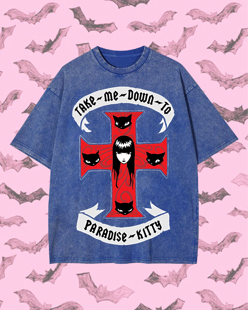 Paradise Kitty Y2k Washed Tee