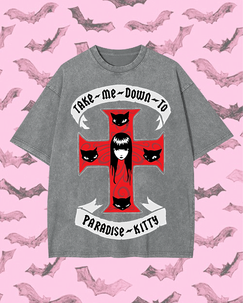 Paradise Kitty Y2k Washed Tee