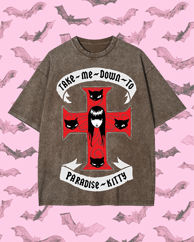 Paradise Kitty Y2k Washed Tee