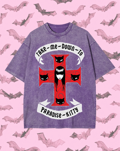 Paradise Kitty Y2k Washed Tee