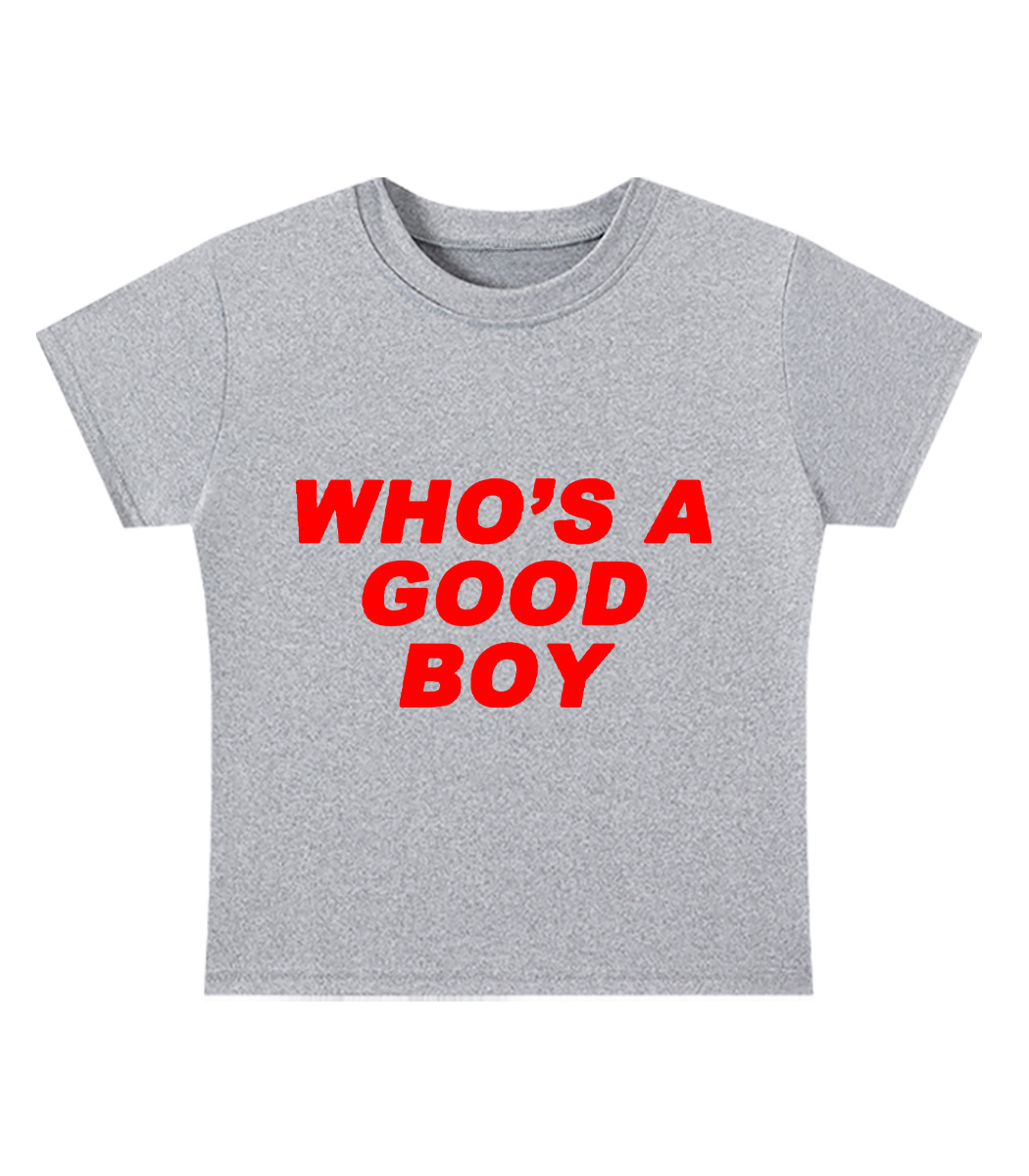 Who's A Good Boy Y2K Baby Tee