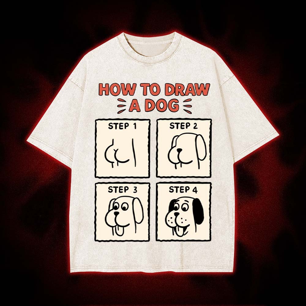 How to Draw a Dog Washed Tshirt