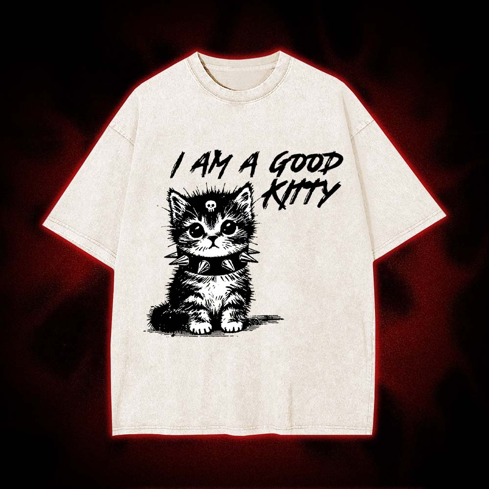 I Am a Good Kitty Washed Tshirt