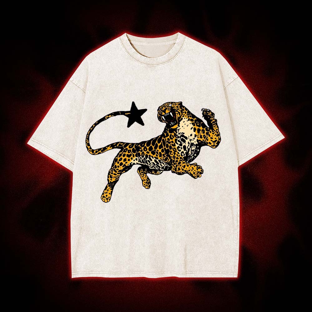 Roaring Leopard's Stellar Leap Washed Tshirt