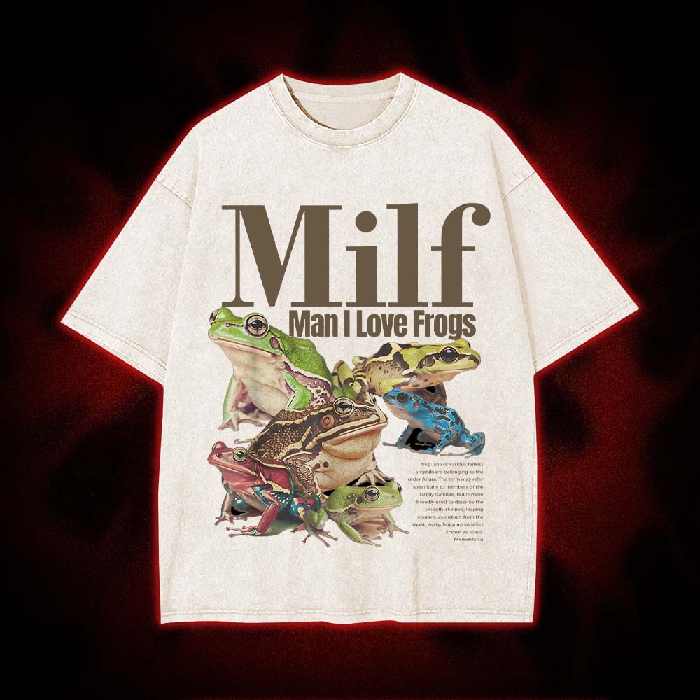 Man I Love Frogs Washed Tshirt
