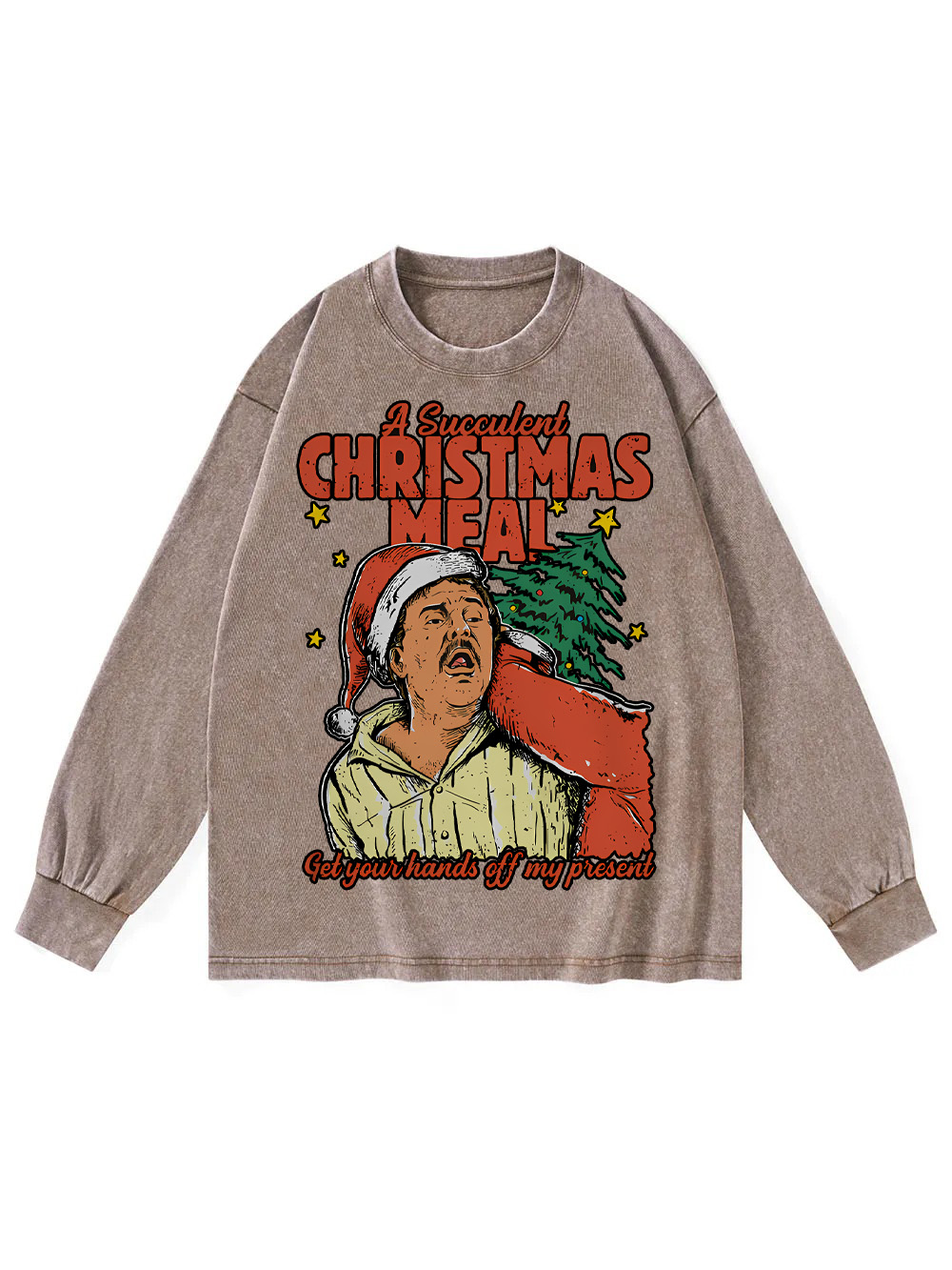 Christmas Vibes Washed Long-Sleeve Tshirt