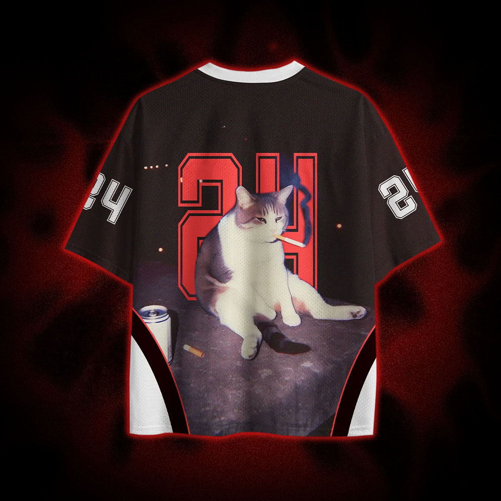 Funny Smoking Cat Meme Mesh Jersey