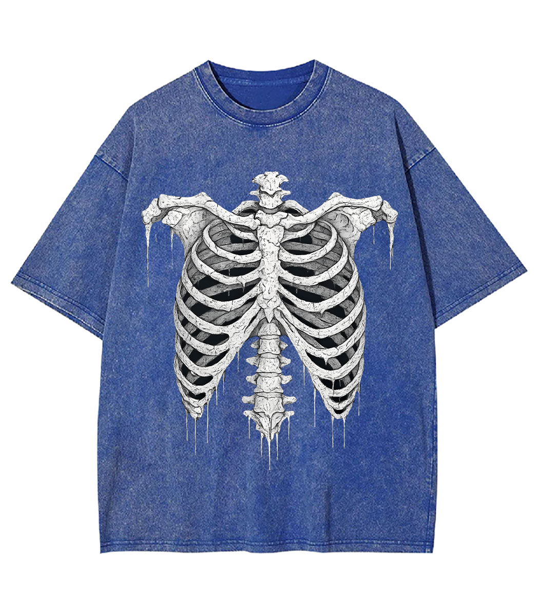 Dripping Skeleton Ribs Y2K Washed Tee