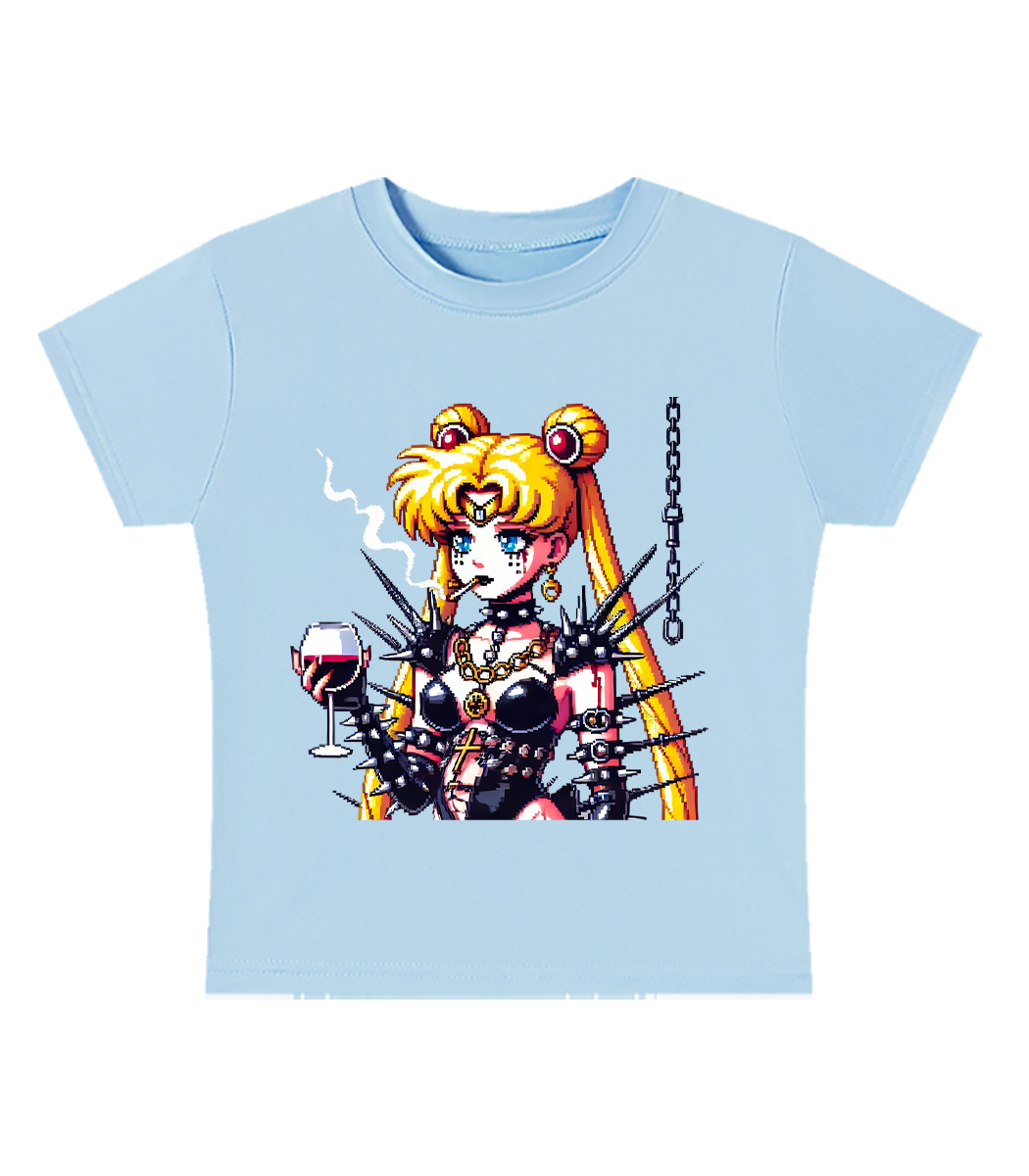 Gothic Moon Rebellion Y2K Baby Tee