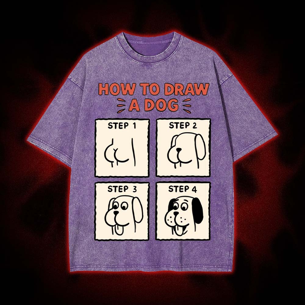 How to Draw a Dog Washed Tshirt