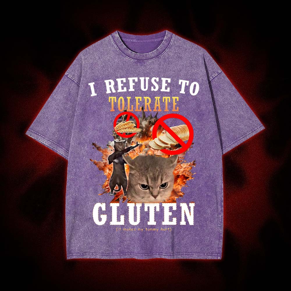 Angry Cats Against Gluten Washed Tshirt