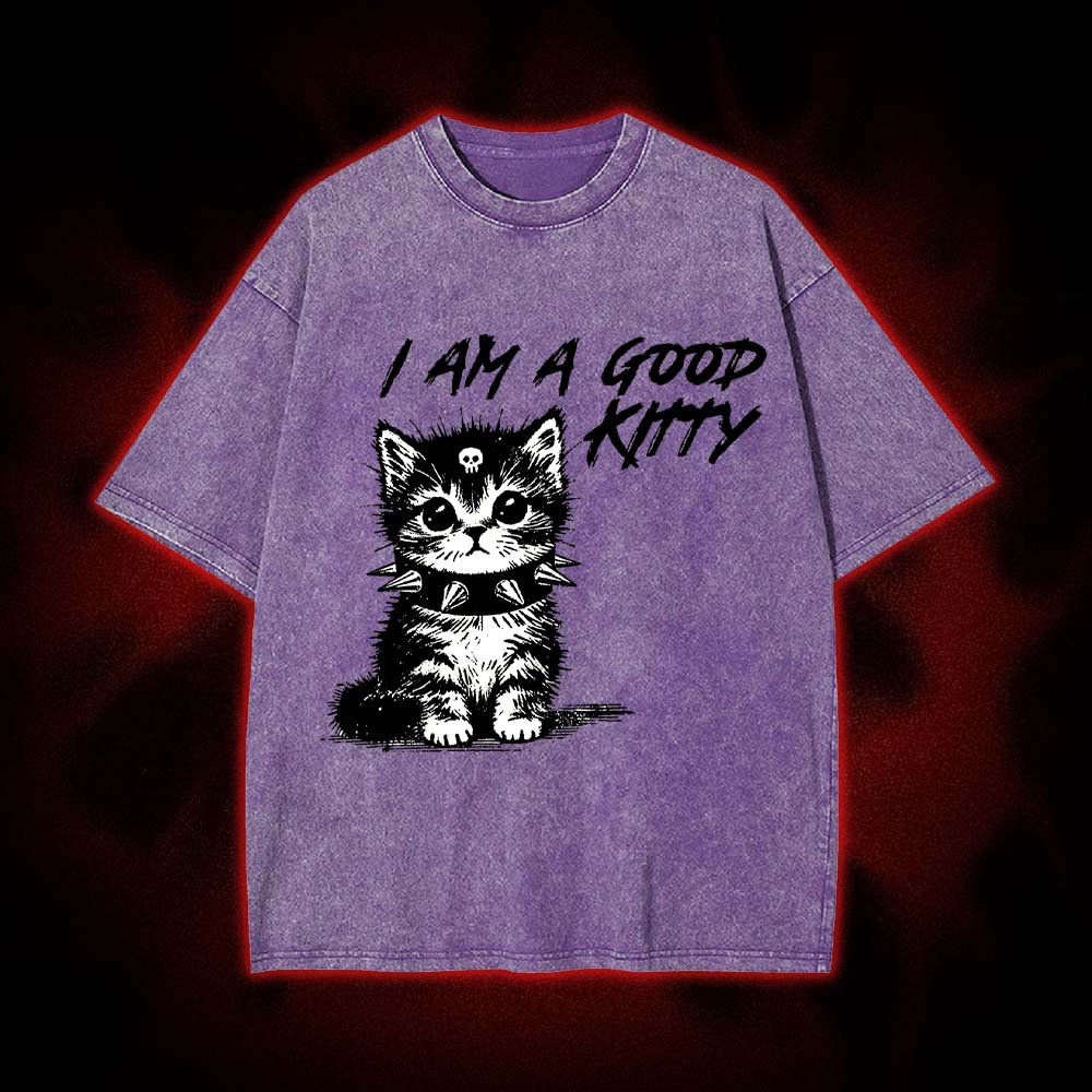 I Am a Good Kitty Washed Tshirt